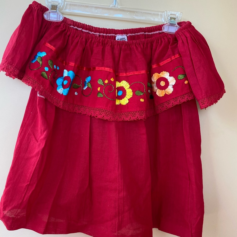 Festive Red Offthe Shoulder Top